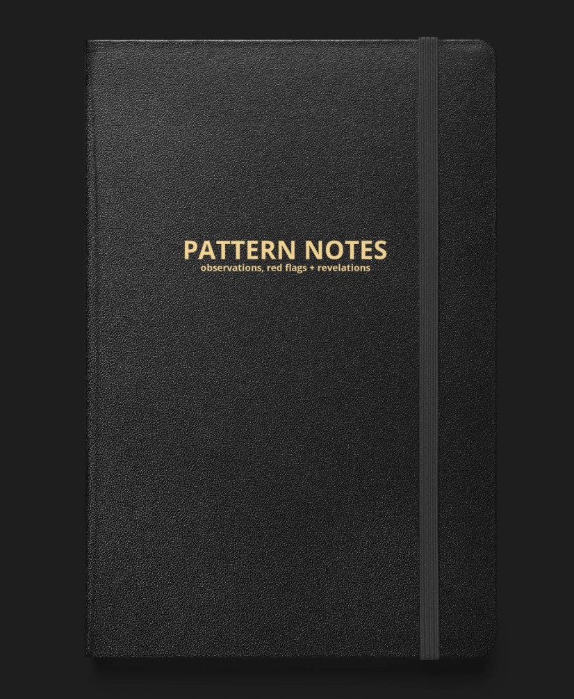 Pattern Notes black signature journal with gold lettering